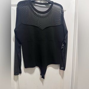 Express Long Sleeve mesh black body suit XL